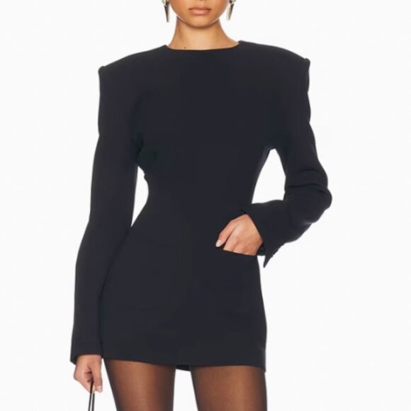 Elegant Black Long-Sleeve Mini Dress - Picture 4 of 13